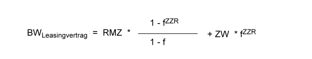 Barwert des vorschüssigen Leasingvertrags mit Restwert